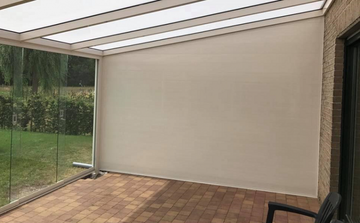 Aluminium - Seitenwand in der Breite 300cm mit Stegplatte Opal