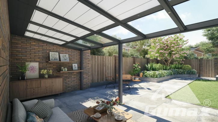 Gumax® automatischer Sonnenschutz anthrazit Breite 3,06m
