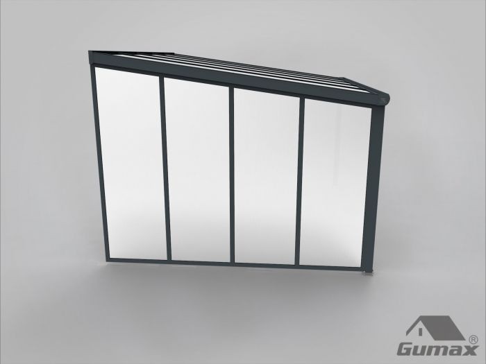 Polycarbonat Seitenwand matt anthrazit, 3,5m bis 4m in opal