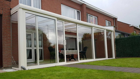 Flexidach Glasschiebewand Schwarzglas 93cm Glasbreite